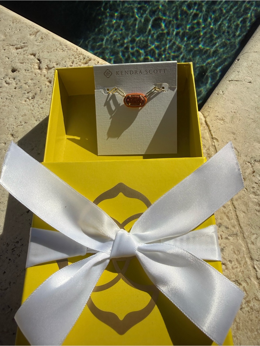 Kendra Scott Gold Necklace with Orange Stone